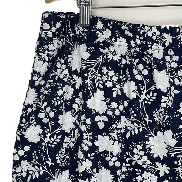 Lands’ End Pajama Pants XL Navy White Floral Print Sleepwear Lounge Drawstring - Picture 10 of 14